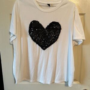 Sequin black heart tee